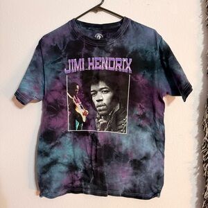 Men's Tie-Dye Jimi Hendrix Graphic Tee - Purple and Blue